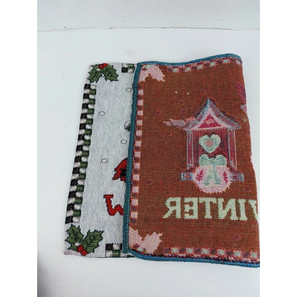 Winter Tapestry Bird House Happy Holidays 4 Placemats  18x12